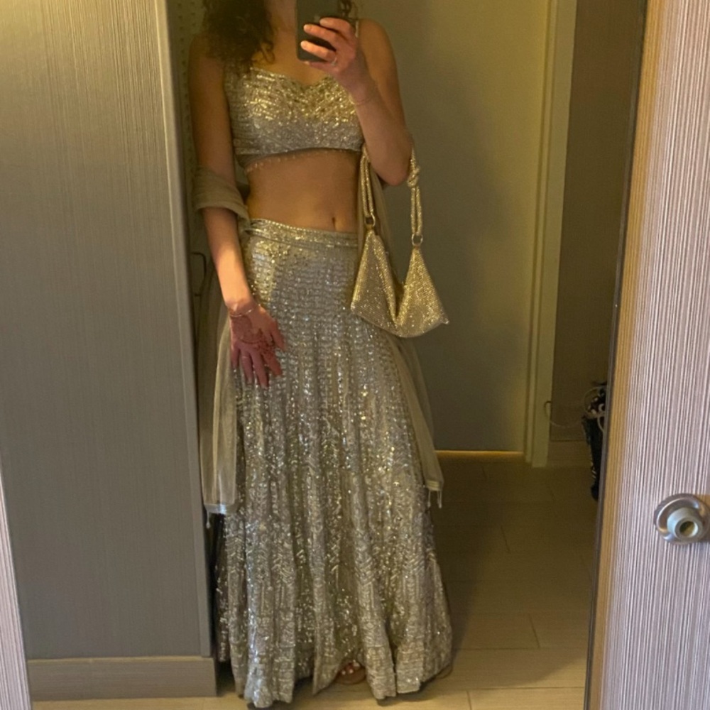 Glamorous Silver Sequin Lehenga